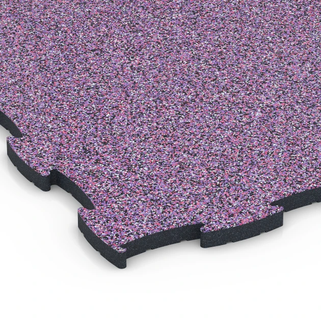 Detailaufnahme der Randausprägung von WARCO-Produkt 6891, Fitnes podlaha Max, Format 97,1 x 97,1 x 2,8 cm, Farbe Levanduľa.