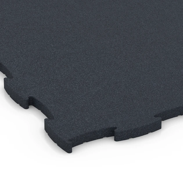 Detailaufnahme der Randausprägung von WARCO-Produkt 6969, Fitness Premium podlaha Plus, Format 99 x 99 x 2,8 cm, Farbe Antracit.