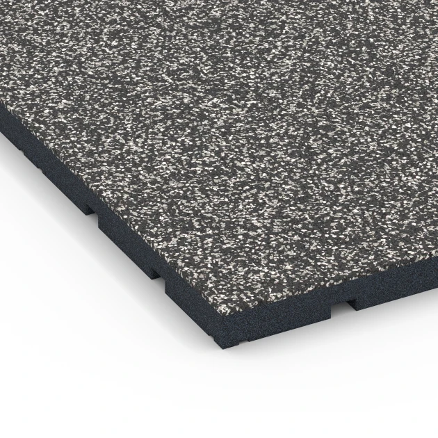 Detailaufnahme der Randausprägung von WARCO-Produkt 7132, Športová podlaha pre vonkajšie fitness, Format 60 x 60 x 3 cm | 0,36 m², Farbe Tmavosivá žula.