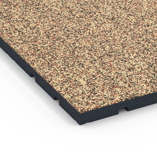 Detailaufnahme der Randausprägung von WARCO-Produkt 7135, Športová podlaha pre vonkajšie fitness, Format 60 x 60 x 3 cm | 0,36 m², Farbe Terakota.