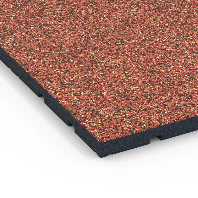 Detailaufnahme der Randausprägung von WARCO-Produkt 7136, Športová podlaha pre vonkajšie fitness, Format 60 x 60 x 3 cm | 0,36 m², Farbe Etna.