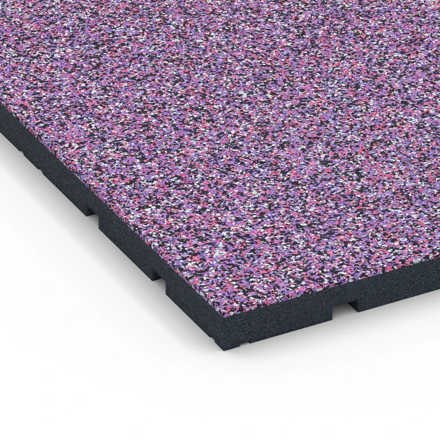 Detailaufnahme der Randausprägung von WARCO-Produkt 7137, Športová podlaha pre vonkajšie fitness, Format 60 x 60 x 3 cm | 0,36 m², Farbe Levanduľa.