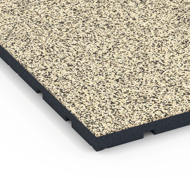 Detailaufnahme der Randausprägung von WARCO-Produkt 7138, Športová podlaha pre vonkajšie fitness, Format 60 x 60 x 3 cm | 0,36 m², Farbe Travertín.