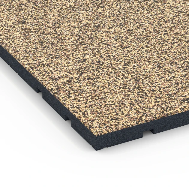 Detailaufnahme der Randausprägung von WARCO-Produkt 7140, Športová podlaha pre vonkajšie fitness, Format 60 x 60 x 3 cm | 0,36 m², Farbe Ratan.