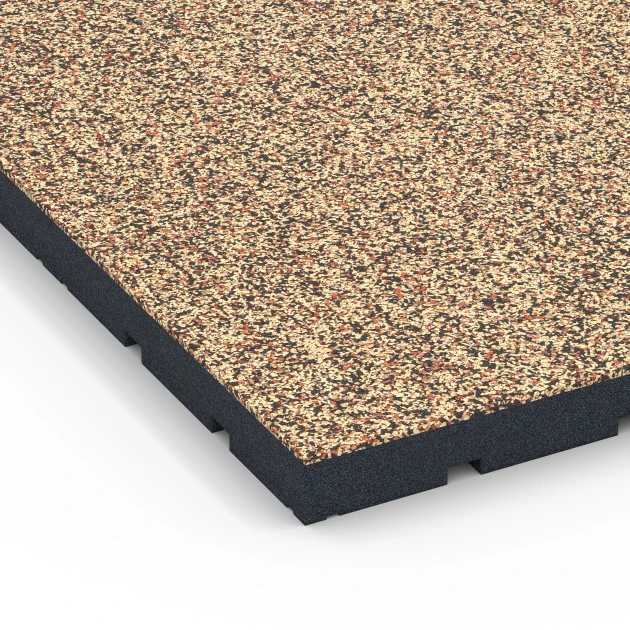 Detailaufnahme der Randausprägung von WARCO-Produkt 7144, Športová podlaha pre vonkajšie fitness, Format 60 x 60 x 4 cm | 0,36 m², Farbe Terakota.