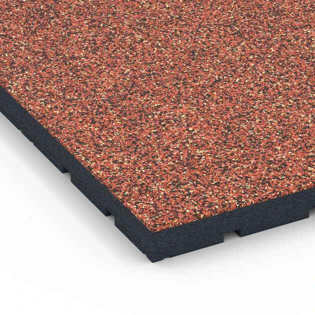 Detailaufnahme der Randausprägung von WARCO-Produkt 7145, Športová podlaha pre vonkajšie fitness, Format 60 x 60 x 4 cm | 0,36 m², Farbe Etna.