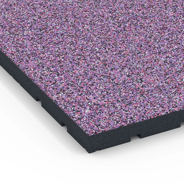 Detailaufnahme der Randausprägung von WARCO-Produkt 7146, Športová podlaha pre vonkajšie fitness, Format 60 x 60 x 4 cm | 0,36 m², Farbe Levanduľa.