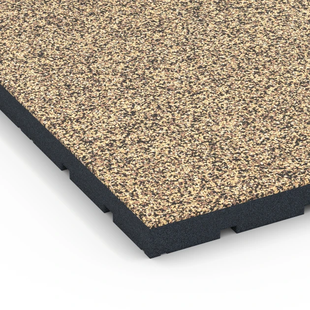 Detailaufnahme der Randausprägung von WARCO-Produkt 7149, Športová podlaha pre vonkajšie fitness, Format 60 x 60 x 4 cm | 0,36 m², Farbe Ratan.