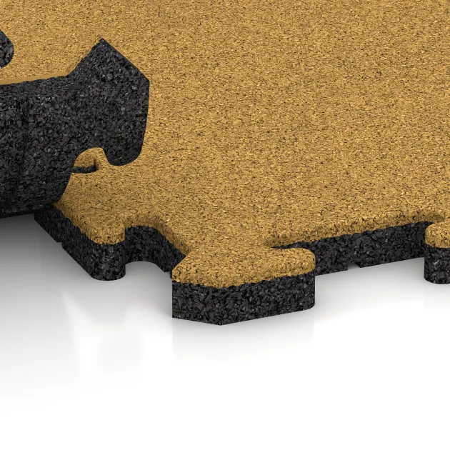Großaufnahme vom Verbindungssystem von WARCO-Boden 5815 - Exteriérová eventová dlaždica im Farbdesign Citrónová žltá. Abmessungen 500 x 500 x 30 mm.