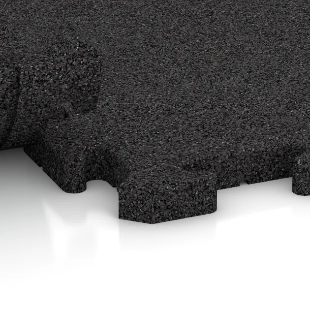 Großaufnahme vom Verbindungssystem von WARCO-Boden 2803 - Športová podlahová krytina pre psy HD im Farbdesign Antracit. Abmessungen 500 x 500 x 30 mm.