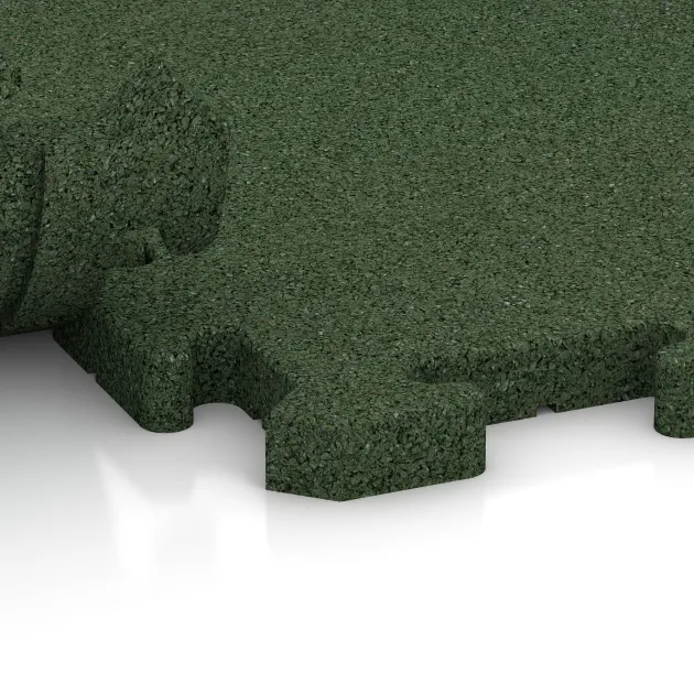 Großaufnahme vom Verbindungssystem von WARCO-Boden 2805 - Športová podlahová krytina pre psy HD im Farbdesign Trávová zelená. Abmessungen 500 x 500 x 30 mm.