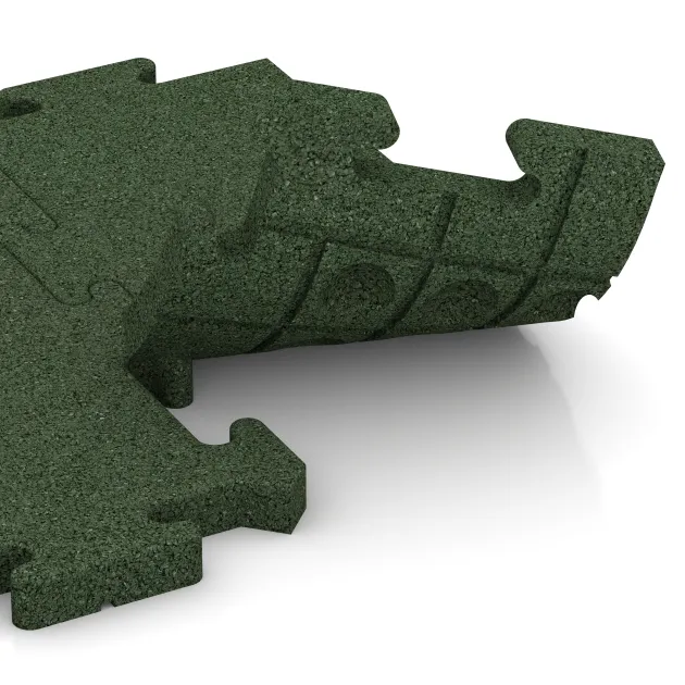 Großaufnahme vom Verbindungssystem von WARCO-Boden 4912 - Okrajová doska HD im Farbdesign Trávová zelená. Abmessungen 500 x 235 x 30 mm.