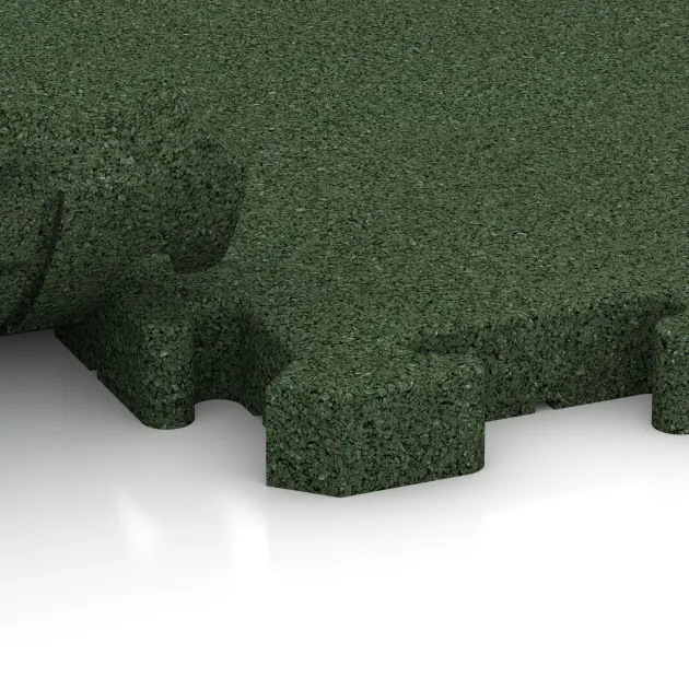 Großaufnahme vom Verbindungssystem von WARCO-Boden 5161 - Okrajová doska HD im Farbdesign Trávová zelená. Abmessungen 1000 x 485 x 40 mm.