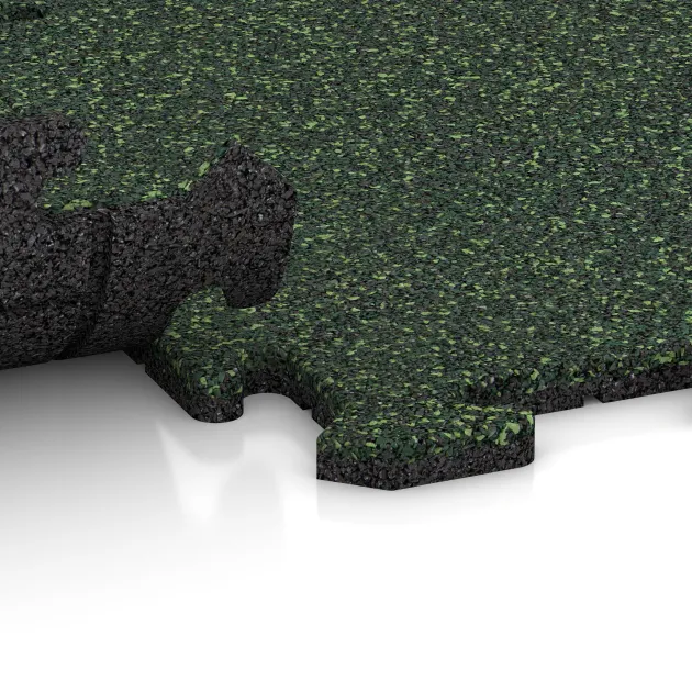 Großaufnahme vom Verbindungssystem von WARCO-Boden 0127 - Dlaždica k bazénu im Farbdesign Anglická tráva. Abmessungen 500 x 500 x 18 mm.