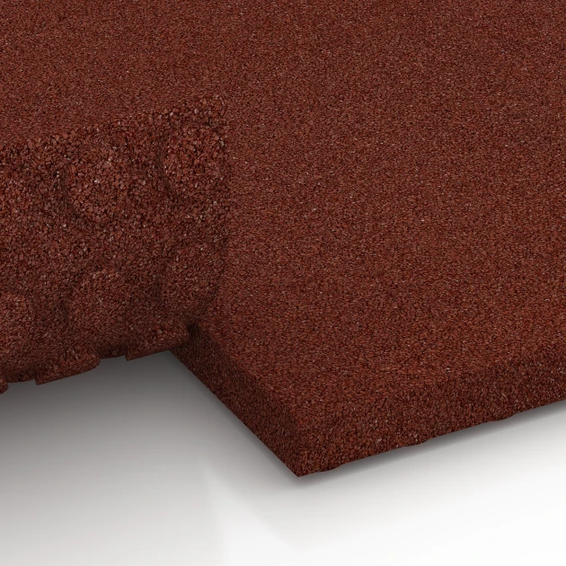 Großaufnahme vom Verbindungssystem von WARCO-Boden 6649 - Stable Comfort Tile im Farbdesign Cihlová červená. Abmessungen 100 x 50 x 5 cm.