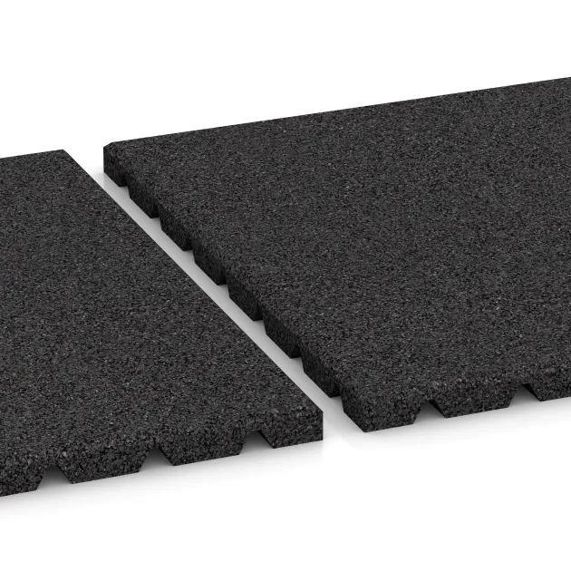 Großaufnahme vom Verbindungssystem von WARCO-Boden 0526 - Ochranná stenová doska im Farbdesign Antracit. Abmessungen 500 x 500 x 25 mm.