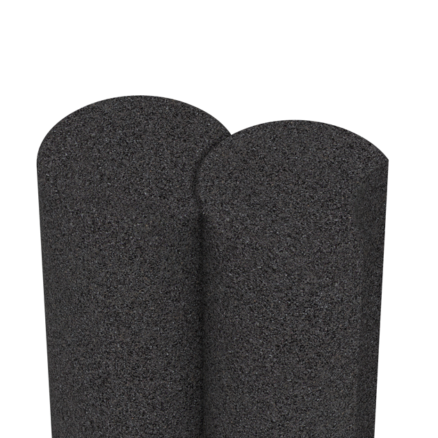 Großaufnahme vom Verbindungssystem von WARCO-Boden 2560 - Gumová palisáda im Farbdesign Antracit. Abmessungen ø 250 x 600 mm.