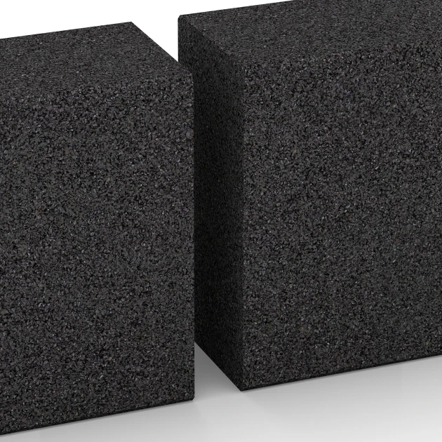 Großaufnahme vom Verbindungssystem von WARCO-Boden 7028 - Schod z gumového granulátu im Farbdesign Antracit. Abmessungen 100 x 30 x 15 cm.