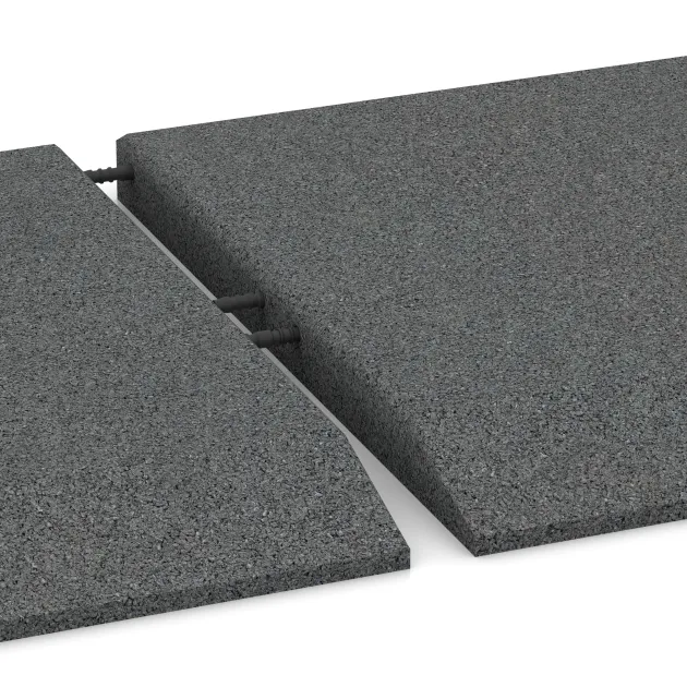 Großaufnahme vom Verbindungssystem von WARCO-Boden 0430 - Edge tile (one chamfered side) im Farbdesign Šedý bridlica. Abmessungen 500 x 500 x 40 mm.