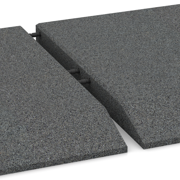 Großaufnahme vom Verbindungssystem von WARCO-Boden 0435 - Edge tile (one chamfered side) im Farbdesign Šedý bridlica. Abmessungen 500 x 500 x 45 mm.