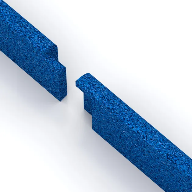 Großaufnahme vom Verbindungssystem von WARCO-Boden 4296 - Wall protection - skirting board im Farbdesign Chagall modrá. Abmessungen 750 x 80 x 20 mm.