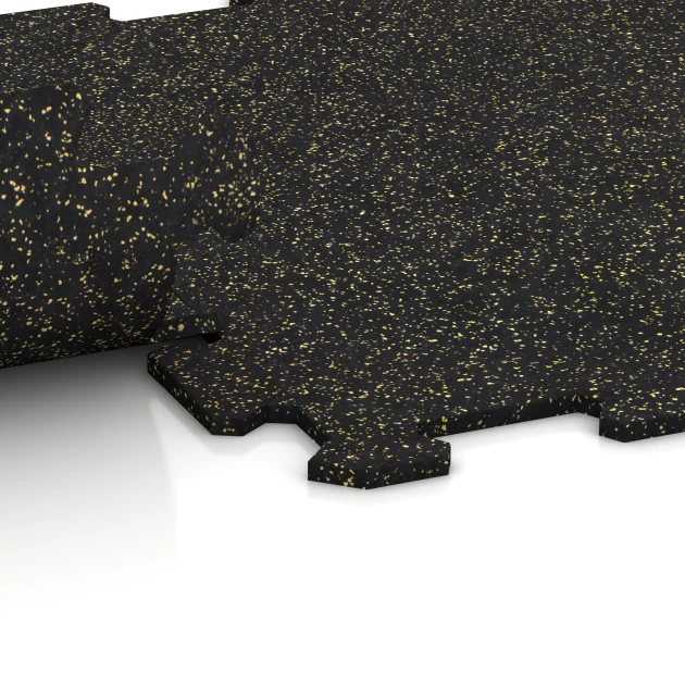 Großaufnahme vom Verbindungssystem von WARCO-Boden 0926 - Športová podlaha Kompakt im Farbdesign Ľahko žlto posypaná. Abmessungen 485 x 485 x 8 mm | 0,235 m².