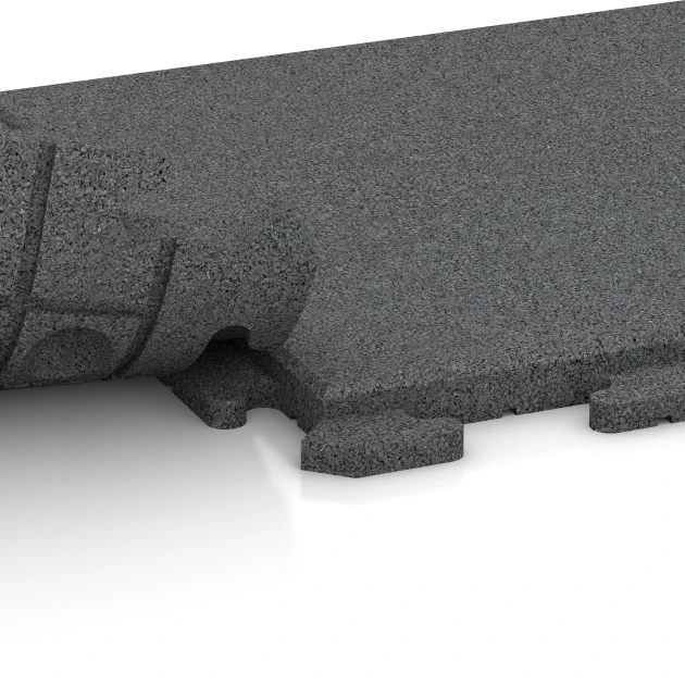 Großaufnahme vom Verbindungssystem von WARCO-Boden 1256 - Chodníkové dlaždice Classic im Farbdesign Bridlicová sivá. Abmessungen 50 x 50 x 3 cm | 0,25 m².