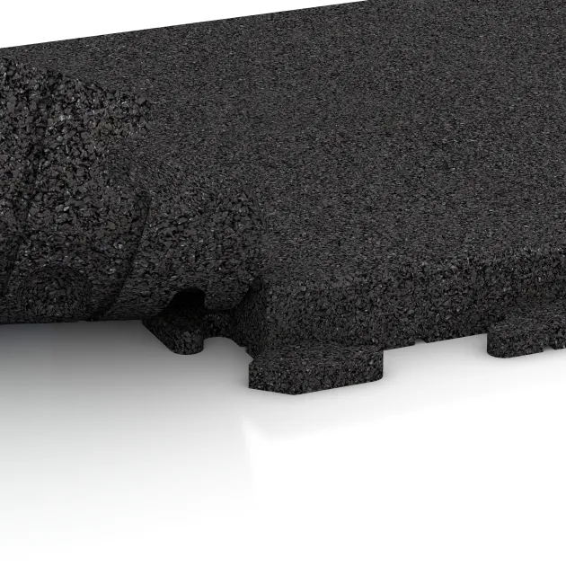 Großaufnahme vom Verbindungssystem von WARCO-Boden 1478 - Paving slab im Farbdesign Antracit. Abmessungen 500 x 500 x 50 mm.