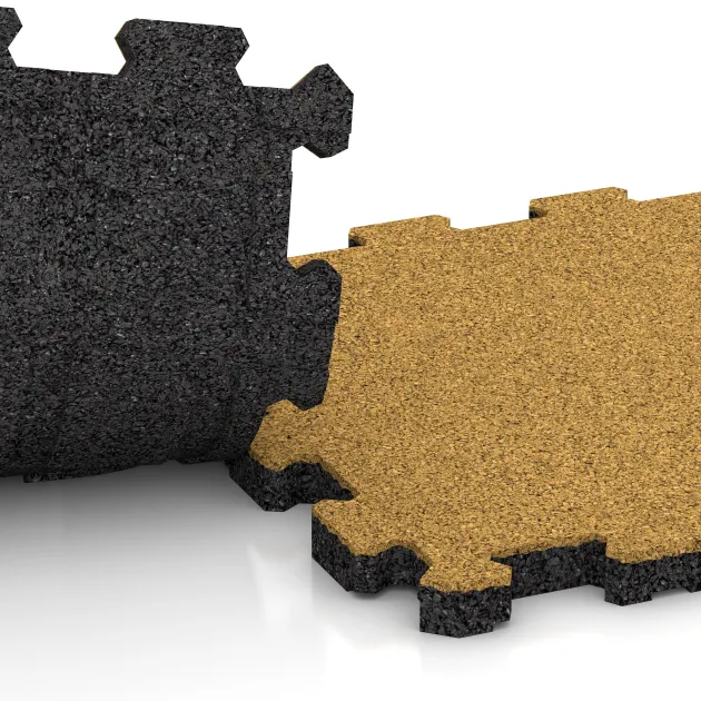 Großaufnahme vom Verbindungssystem von WARCO-Boden 5966 - Stair covering im Farbdesign Citrónová žltá. Abmessungen 306 x 306 x 20 mm.