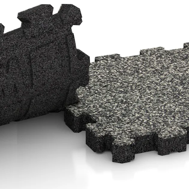 Großaufnahme vom Verbindungssystem von WARCO-Boden 6105 - Dlaždica k bazénu bez škár im Farbdesign Šedý granit. Abmessungen 306 x 306 x 30 mm.