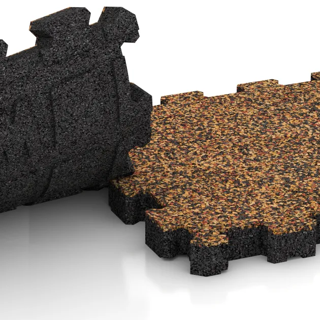 Großaufnahme vom Verbindungssystem von WARCO-Boden 6107 - Dlaždica k bazénu bez škár im Farbdesign Terra Cotta. Abmessungen 306 x 306 x 30 mm.