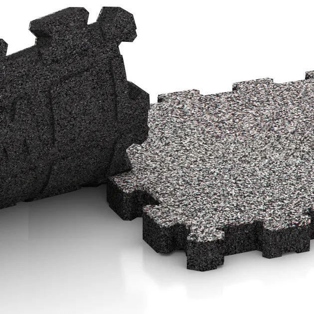 Großaufnahme vom Verbindungssystem von WARCO-Boden 5227 - Dlaždica k bazénu bez škár im Farbdesign Šedý melange. Abmessungen 306 x 306 x 30 mm.