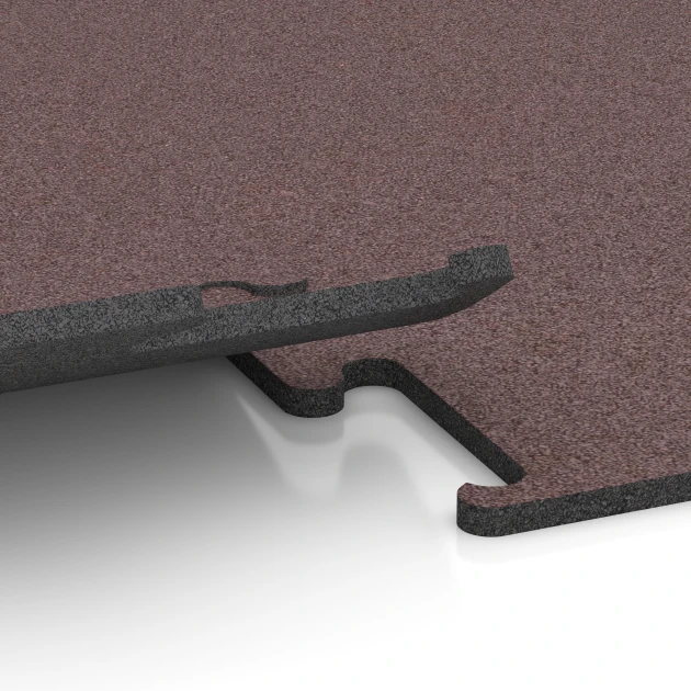 Großaufnahme vom Verbindungssystem von WARCO-Boden 6147 - Športová podlaha Fitness Performance Elite im Farbdesign Minerálna červená. Abmessungen 100 x 100 x 1,5 cm | 1,00 m².