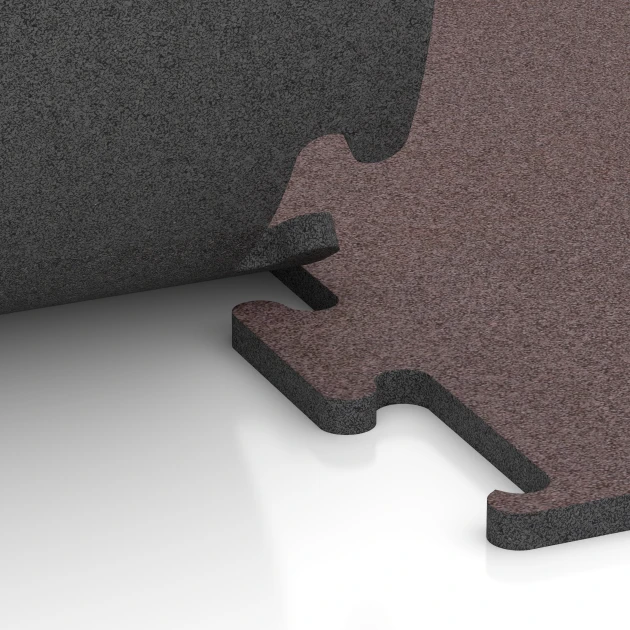 Großaufnahme vom Verbindungssystem von WARCO-Boden 6149 - Športová podlaha Fitness Performance Elite im Farbdesign Minerálna červená. Abmessungen 100 x 100 x 2 cm | 1,00 m².