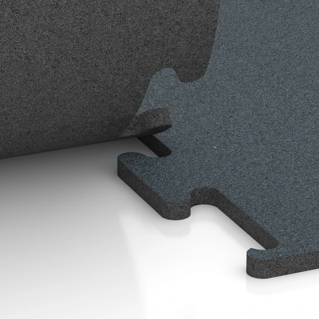 Großaufnahme vom Verbindungssystem von WARCO-Boden 6161 - Športová podlaha Fitness Performance Elite im Farbdesign Papraďová zelená. Abmessungen 100 x 100 x 2 cm | 1,00 m².