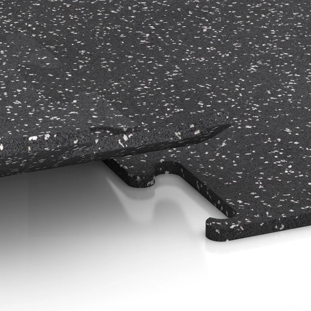 Großaufnahme vom Verbindungssystem von WARCO-Boden 3780 - Športová podlaha Fitness Performance Elite im Farbdesign Lehko sivá posypaná. Abmessungen 50 x 50 x 1,5 cm | 0,25 m².