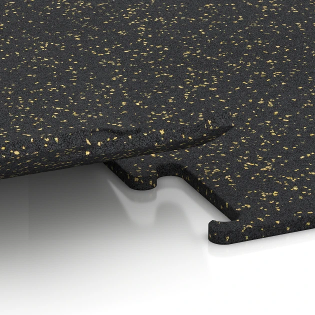 Großaufnahme vom Verbindungssystem von WARCO-Boden 3768 - Športová podlaha Fitness Performance Elite im Farbdesign Ľahko žlto posypaná. Abmessungen 50 x 50 x 1,5 cm | 0,25 m².