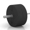 Großaufnahme vom Verbindungssystem von WARCO-Boden 6090 - Bumper Plate Slim im Farbdesign Antracit. Abmessungen 25 kg | ø 45,4 x 11,38 cm.