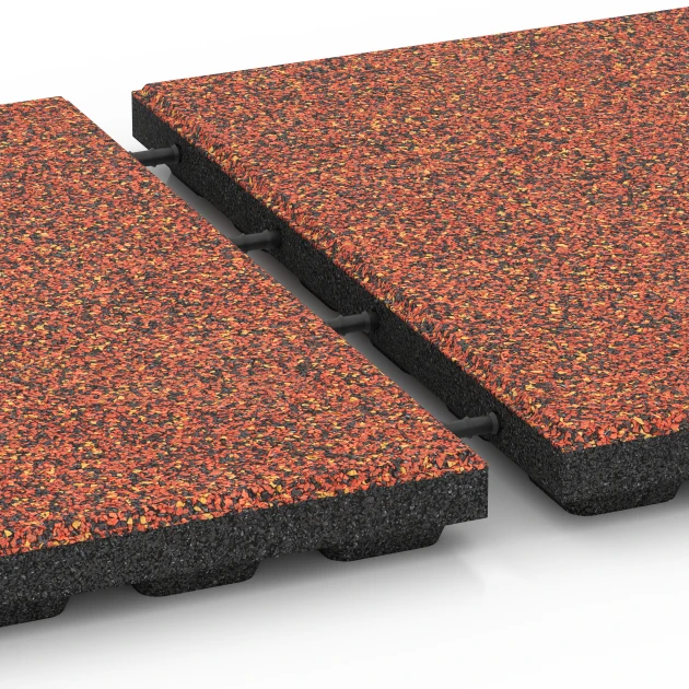 Großaufnahme vom Verbindungssystem von WARCO-Boden 6426 - Dopadová dlaždica – 120 cm im Farbdesign Etna. Abmessungen 50 x 50 x 4 cm.