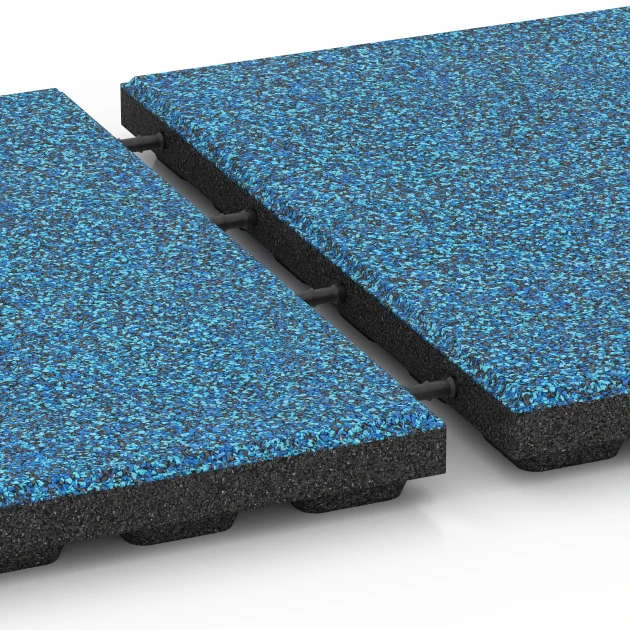 Großaufnahme vom Verbindungssystem von WARCO-Boden 6429 - Dopadová dlaždica – 120 cm im Farbdesign Atlantik. Abmessungen 50 x 50 x 4 cm.