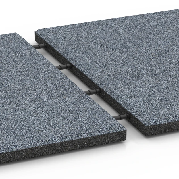 Großaufnahme vom Verbindungssystem von WARCO-Boden 6130 - Dopadová dlaždica – 95 cm im Farbdesign Grafitová sivá. Abmessungen 50 x 50 x 3 cm.