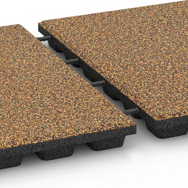 Großaufnahme vom Verbindungssystem von WARCO-Boden 6434 - Dopadová dlaždica – 160 cm im Farbdesign Terakota. Abmessungen 50 x 50 x 4,8 cm.