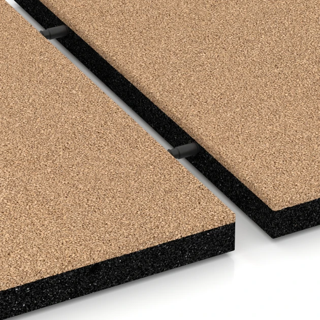 Großaufnahme vom Verbindungssystem von WARCO-Boden 6258 - Dopadová dlaždica – 140 cm im Farbdesign Pieskovo béžová. Abmessungen 50 x 50 x 4 cm.