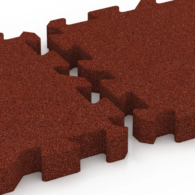 Großaufnahme vom Verbindungssystem von WARCO-Boden 6406 - Dopadová dlaždica – 220 cm im Farbdesign Cihlová červená. Abmessungen 50 x 50 x 6 cm | 0,25 m².