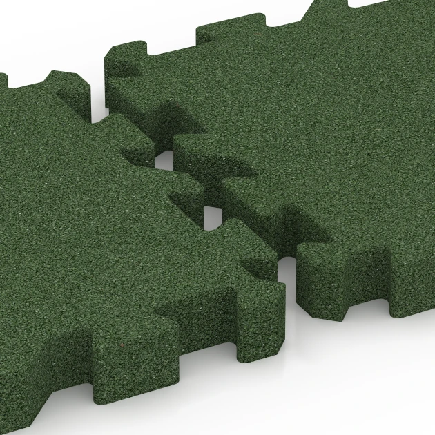 Großaufnahme vom Verbindungssystem von WARCO-Boden 6407 - Dopadová dlaždica – 220 cm im Farbdesign Trávovo zelená. Abmessungen 50 x 50 x 6 cm | 0,25 m².