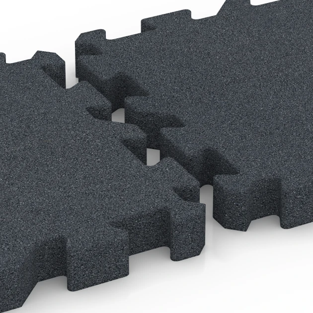 Großaufnahme vom Verbindungssystem von WARCO-Boden 6408 - Dopadová dlaždica – 220 cm im Farbdesign Bridlicová sivá. Abmessungen 50 x 50 x 6 cm | 0,25 m².