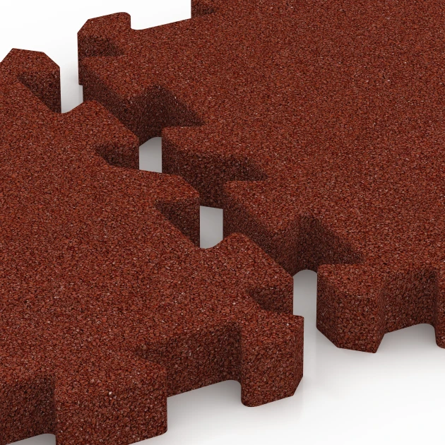 Großaufnahme vom Verbindungssystem von WARCO-Boden 6402 - Dopadová dlaždica – 190 cm im Farbdesign Cihlová červená. Abmessungen 50 x 50 x 5 cm | 0,25 m².