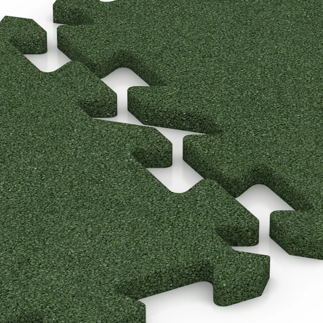 Großaufnahme vom Verbindungssystem von WARCO-Boden 6985 - Fitness dlaždice im Farbdesign Trávovo zelená. Abmessungen 50 x 50 x 2 cm | 0,25 m².