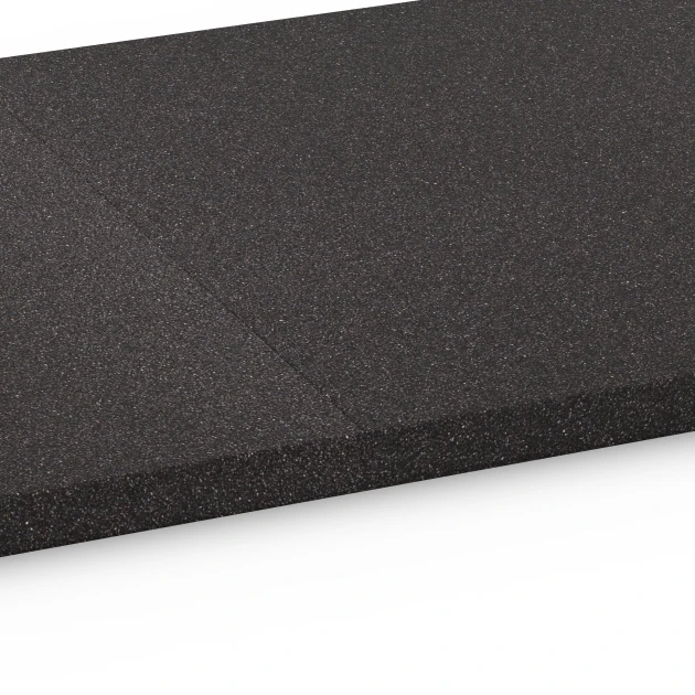 Großaufnahme vom Verbindungssystem von WARCO-Boden 6476 - Podkladová doska Kl. 1 im Farbdesign Antracit. Abmessungen 52 x 52 x 2,7 cm.