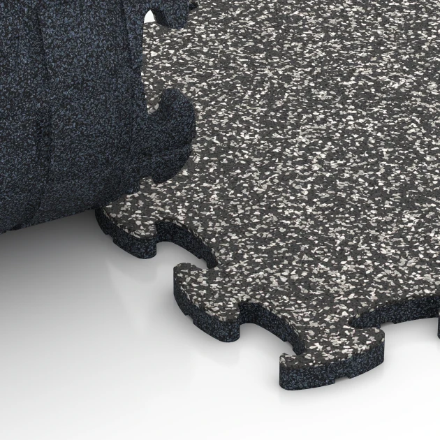 Großaufnahme vom Verbindungssystem von WARCO-Boden 6814 - Gumové dlaždičky na balkón im Farbdesign Tmavosivá žula. Abmessungen 28,9 x 28,9 x 1,8 cm.